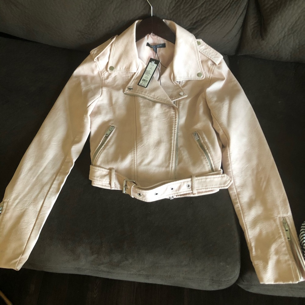 Off white faux leather jacket